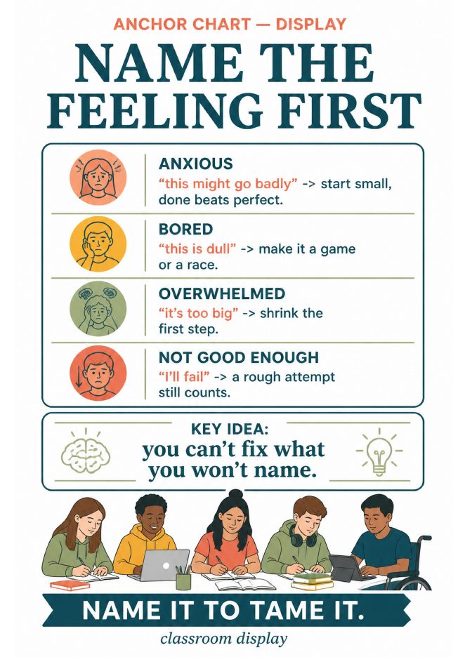 Name the feeling first, anchor chart