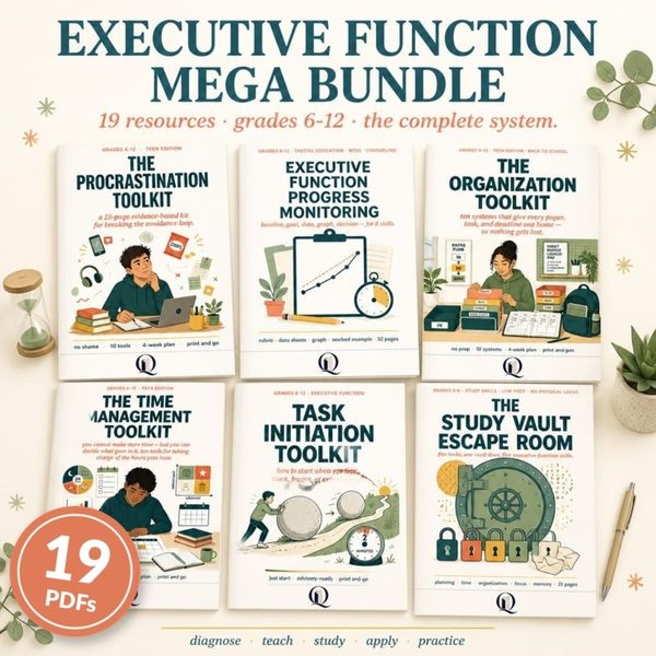 Executive Function Mega Bundle: 19 resource covers, grades 6 to 12