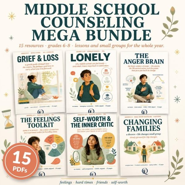 Middle School Counseling Mega Bundle: 15 resource covers